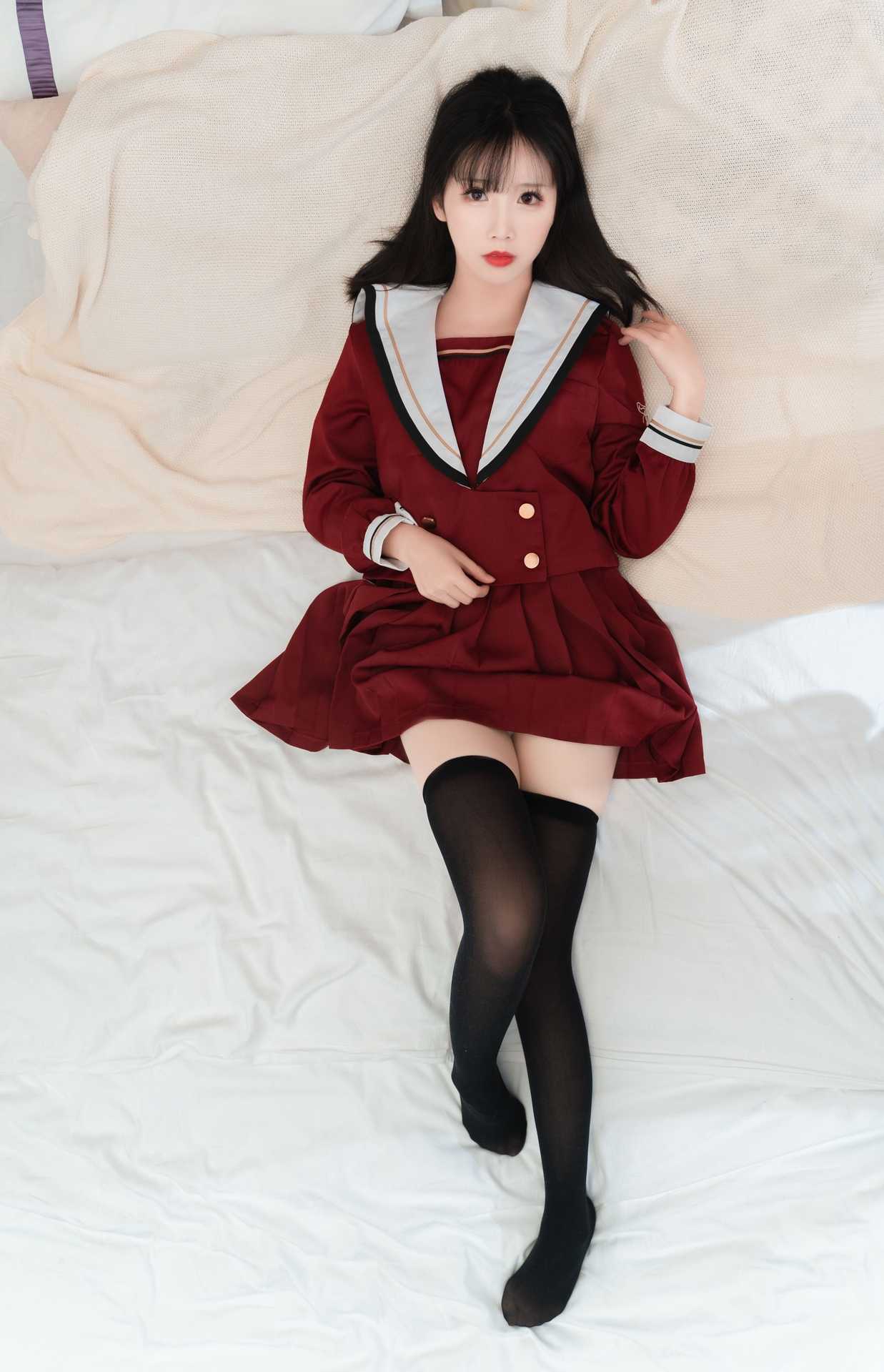 面饼仙儿红色JK